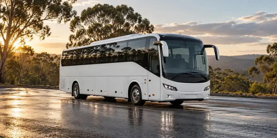 Illustrative passenger coach in an Australian setting.