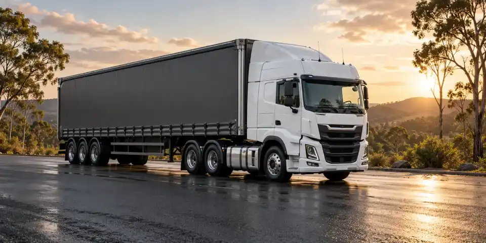 Illustrative semi-trailer truck in an Australian setting.